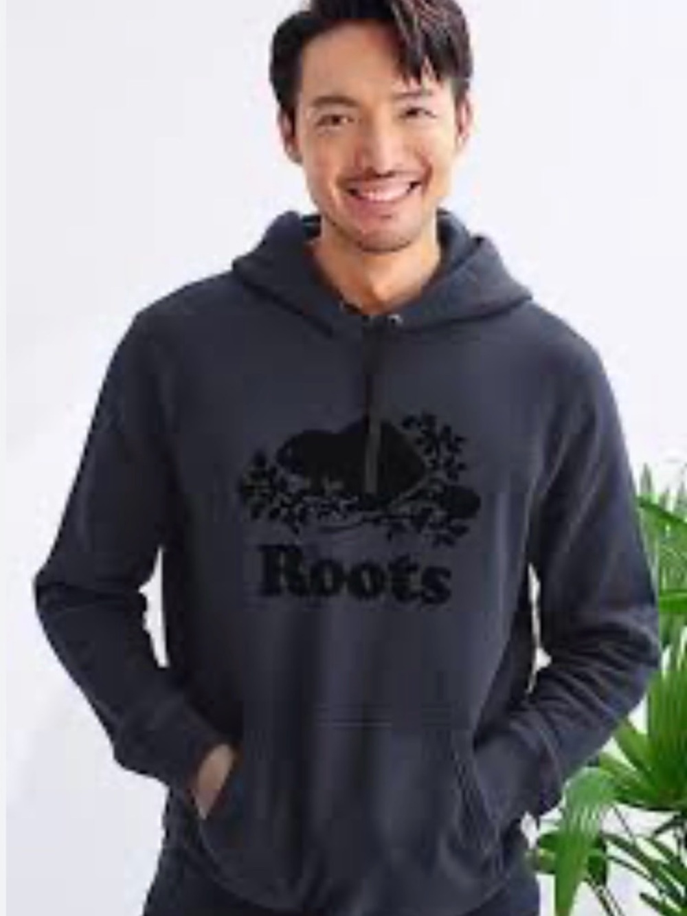 Roots Men's Navy Hoodie with Black Logo